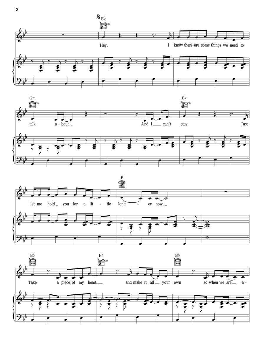 Never Be Alone Piano, Vocal, Guitar scores gallery preview page 2