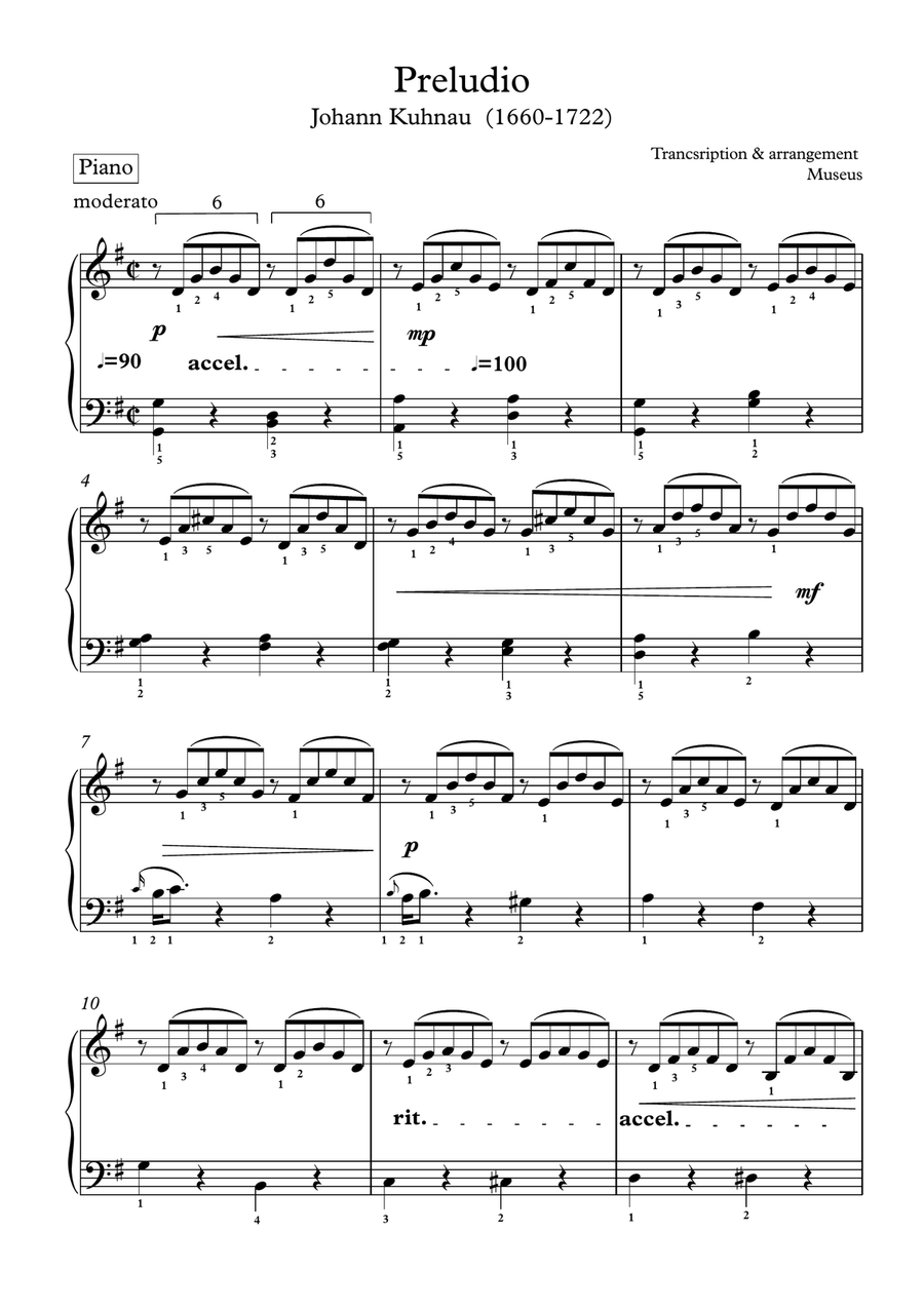 Five short melodic piano solo pieces with finger positions and mp3 image number null