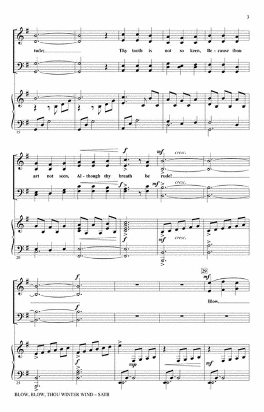 Blow, Blow, Thou Winter Wind 4-Part scores gallery preview page 3