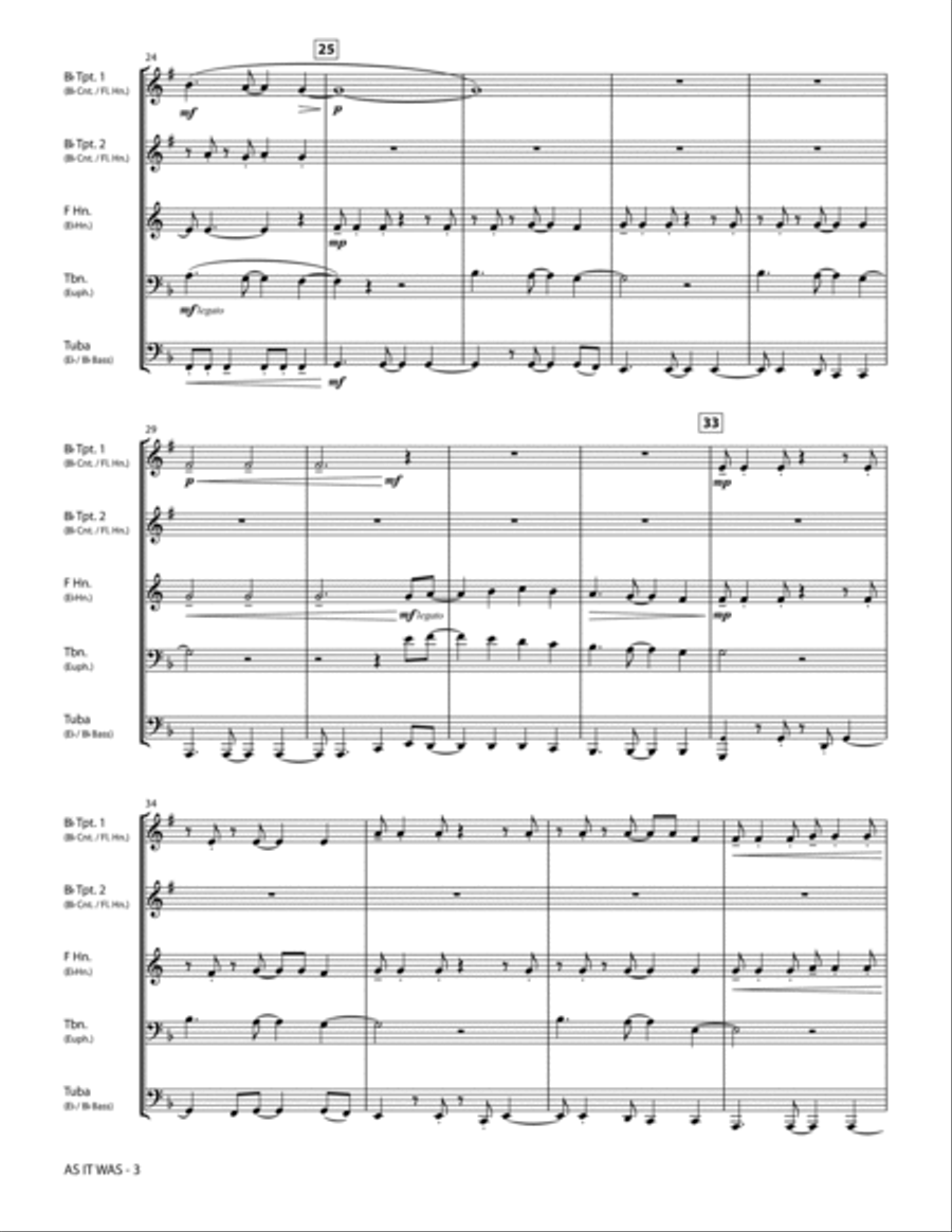 As It Was (for Brass Quintet) (arr. Seb Skelly) - Full Score Brass Quintet scores gallery preview page 5