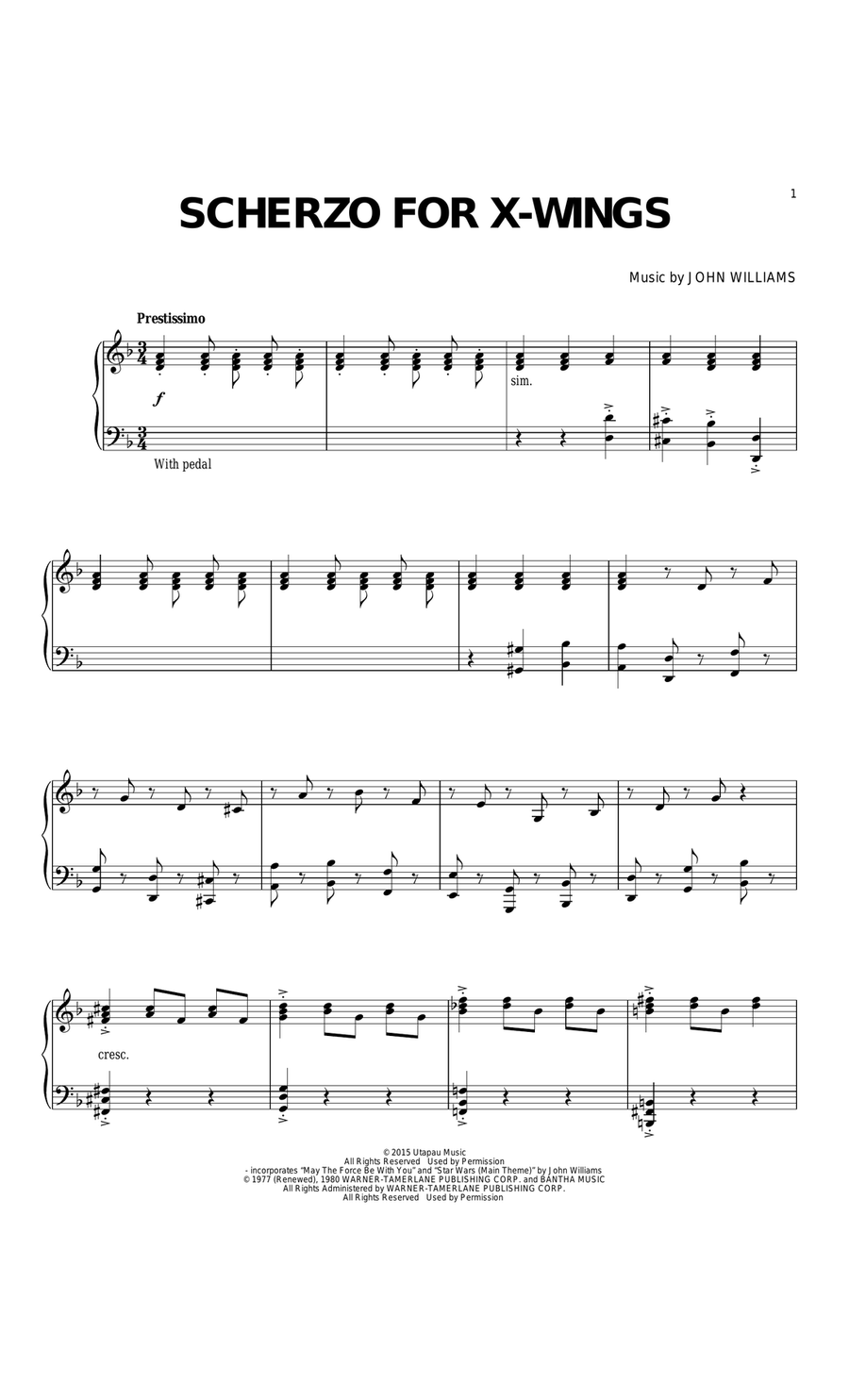 Scherzo For X-Wings Piano Solo scores gallery preview page 1