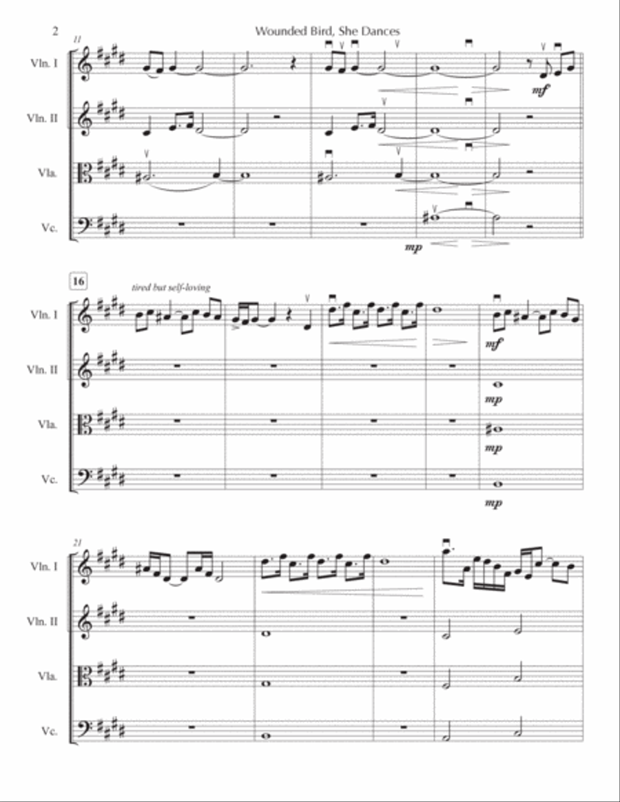 Wounded Bird, She Dances String Quartet scores gallery preview page 3