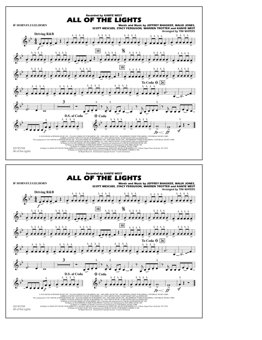 All Of The Lights - Bb Horn/Flugelhorn Marching Band scores gallery preview page 1