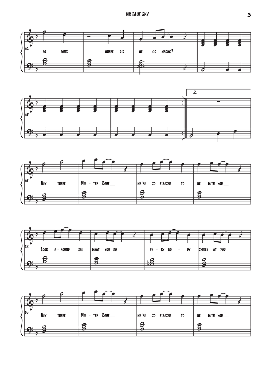 Mr. Blue Sky Piano Solo scores gallery preview page 3