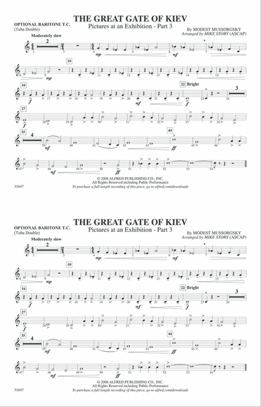 The Great Gate of Kiev: Optional Baritone T.C. (Tuba Double) Marching Band scores gallery preview page 1