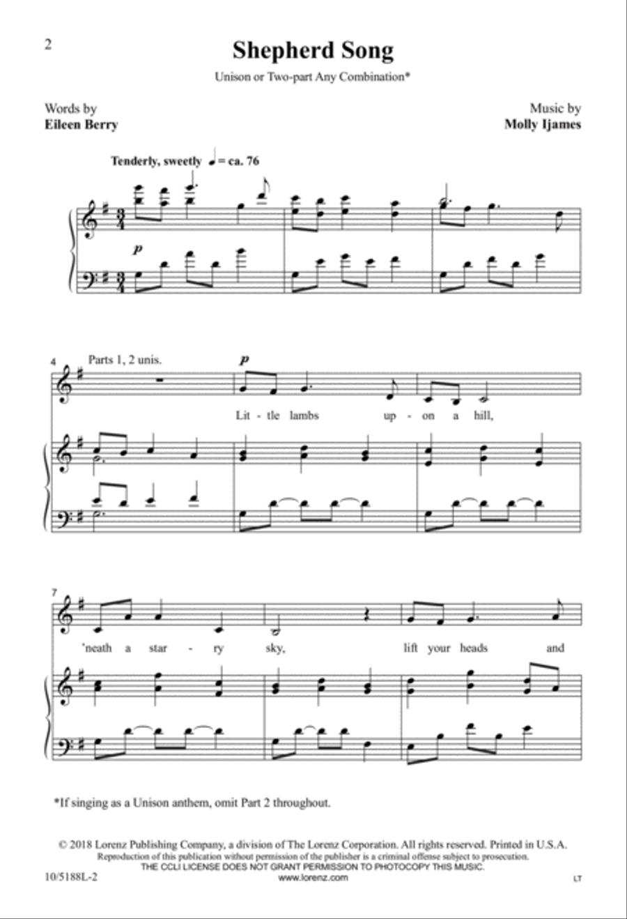 Shepherd Song Unison Choir scores gallery preview page 2