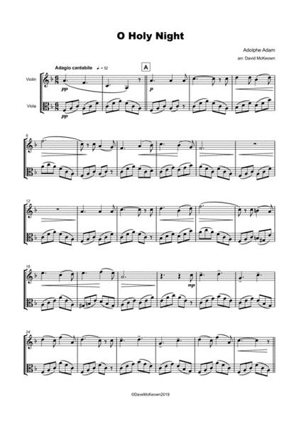 O Holy Night, (Cantique de Noel), Violin and Viola Duet