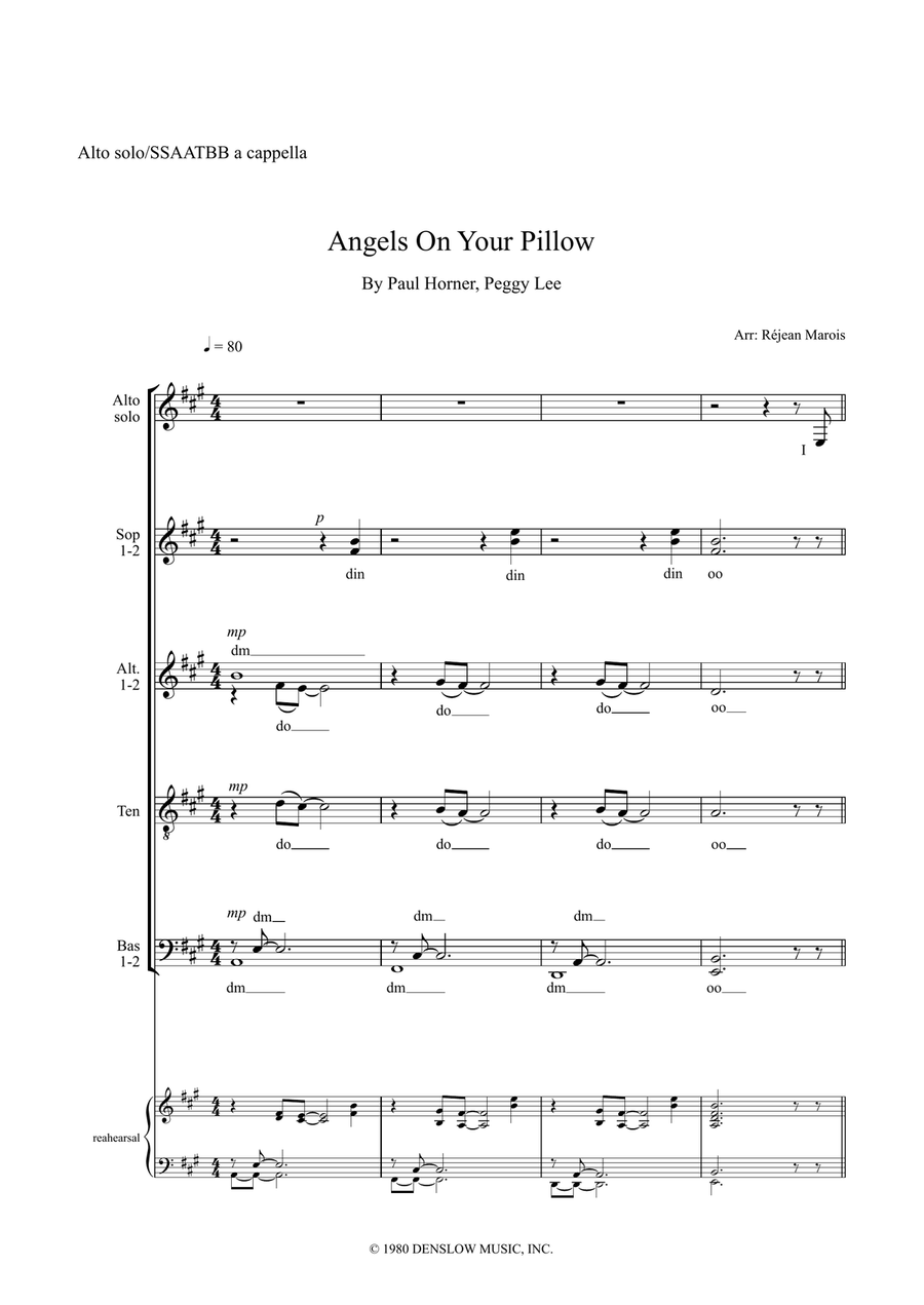 Angels On Your Pillow Divisi scores gallery preview page 1