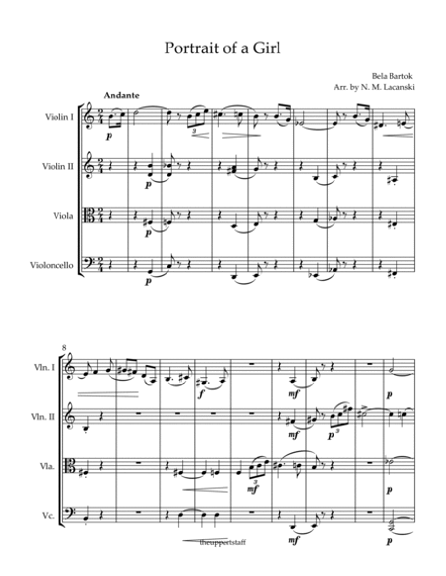 Portrait of a Girl String Quartet scores gallery preview page 2