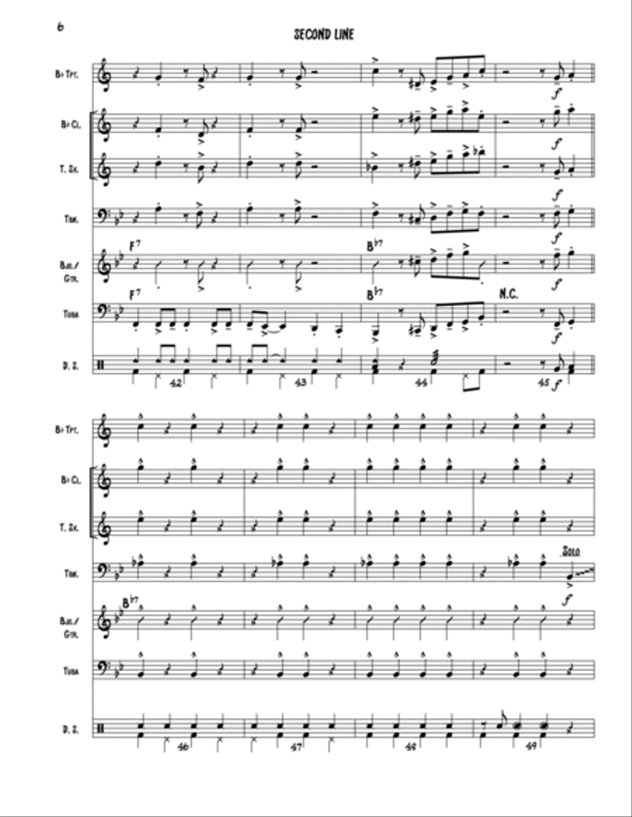 Second Line - Trad. Jazz Combo - New Orleans Brass Band Style Jazz Ensemble scores gallery preview page 6