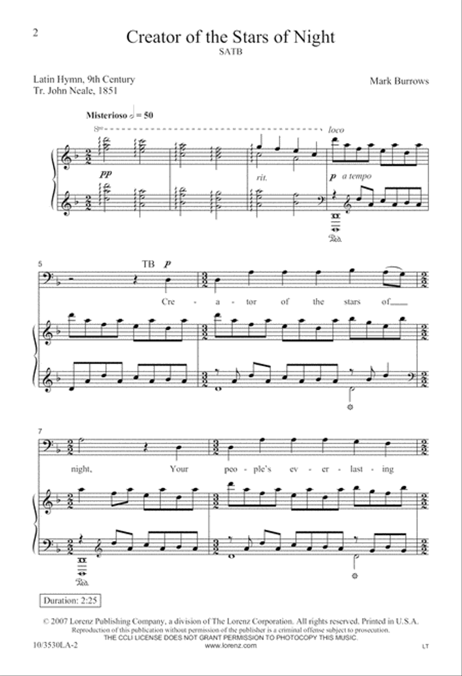 Creator of the Stars of Night 4-Part scores gallery preview page 2
