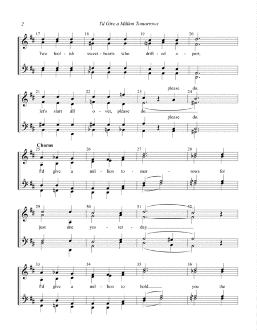 I'd Give A Million Tomorrows SSAA scores gallery preview page 2