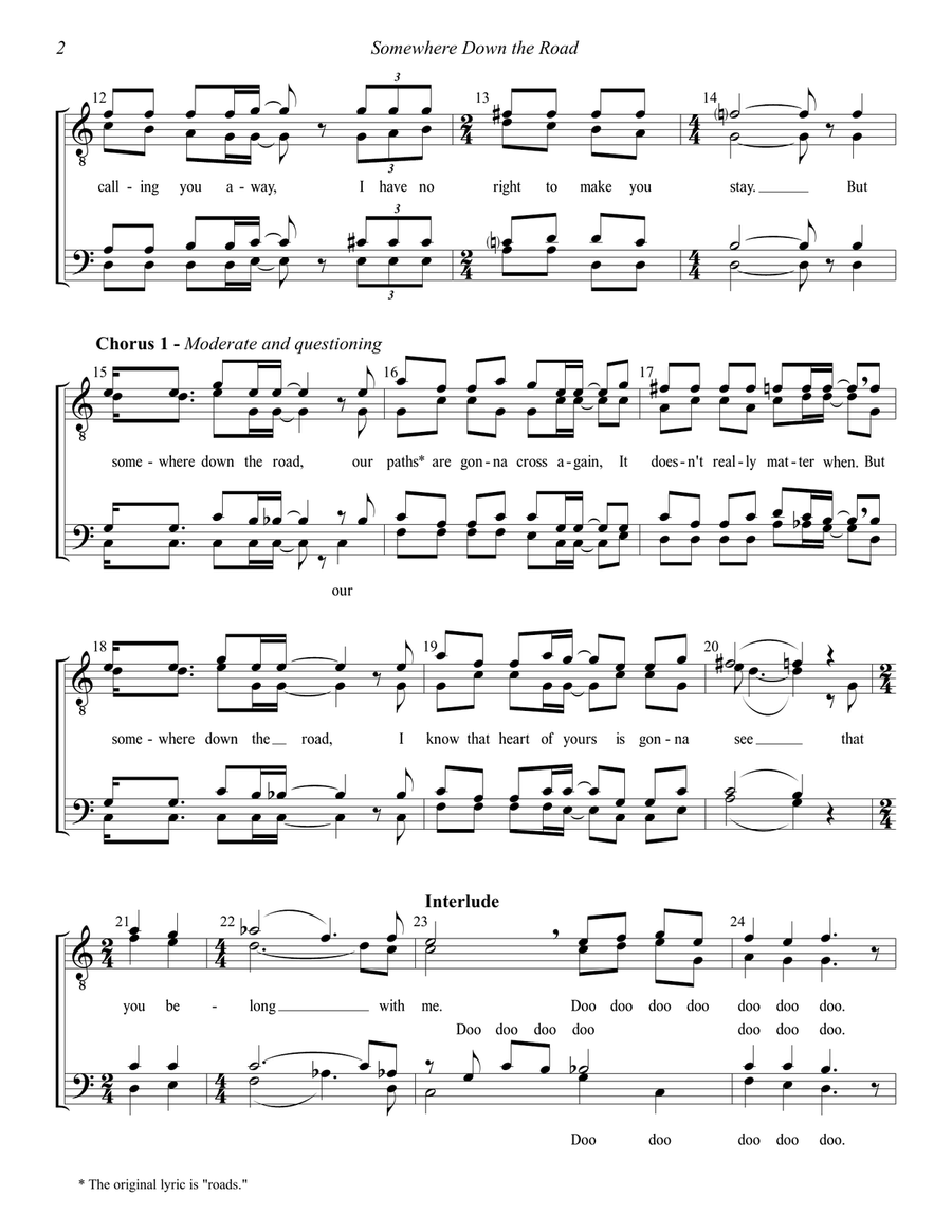 Somewhere Down The Road TTBB scores gallery preview page 3