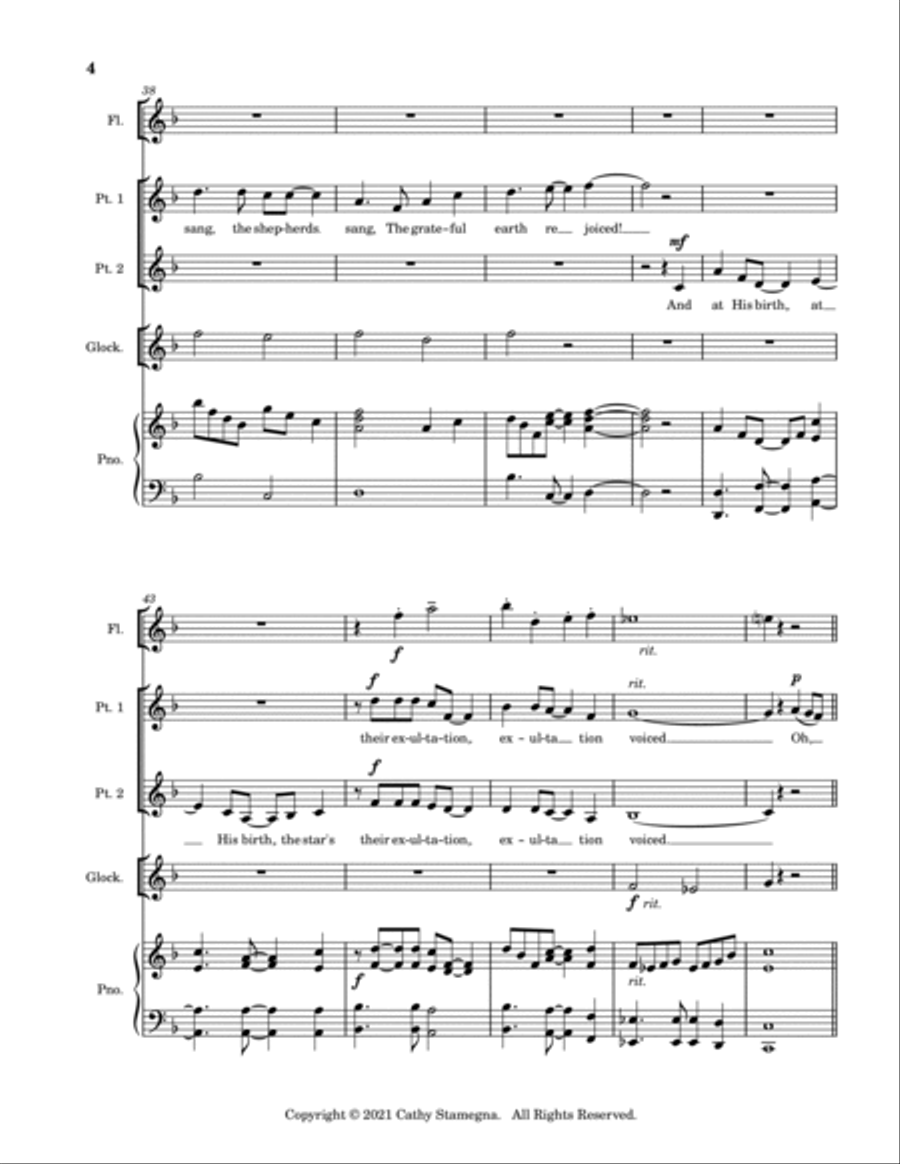 This Holy Night (2-Part Choir), Piano Accompaniment, Optional Flute and Glockenspiel 2-Part scores gallery preview page 6