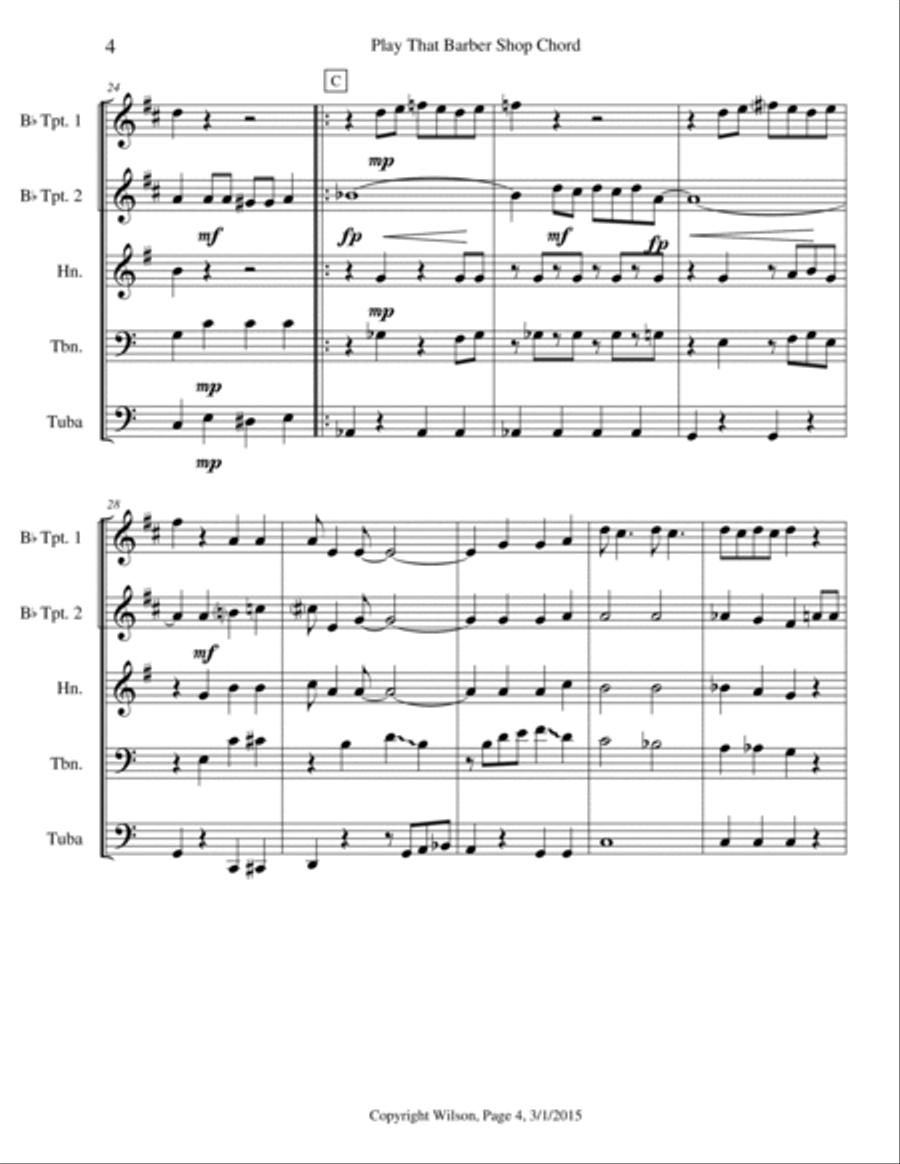 Play That Barber Shop Chord Brass Quintet scores gallery preview page 5