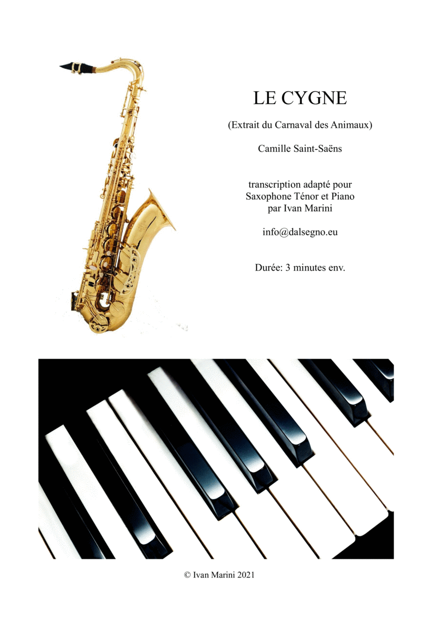 THE SWAN from The Carnival of the Animals - adapted for Tenor Sax and Piano Tenor Saxophone scores gallery preview page 1