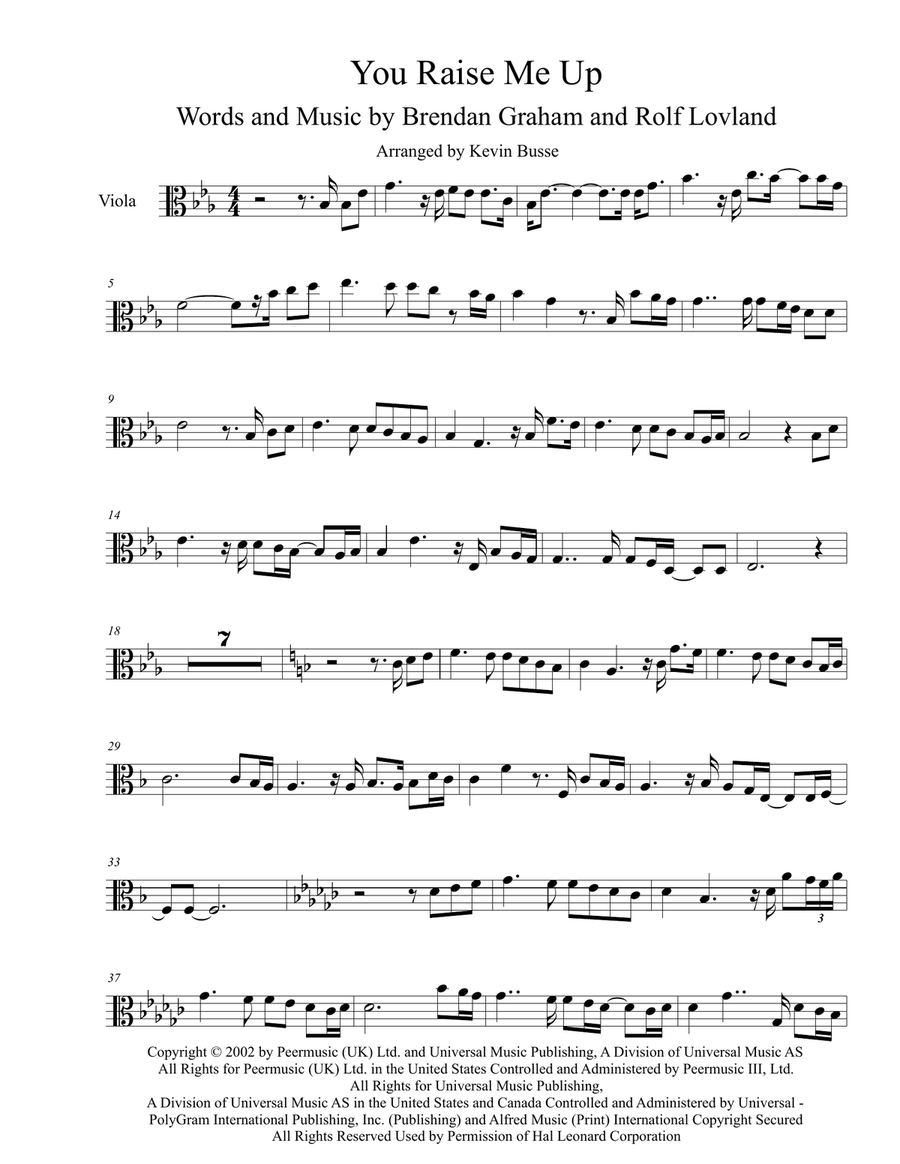 You Raise Me Up Viola Solo scores gallery preview page 1