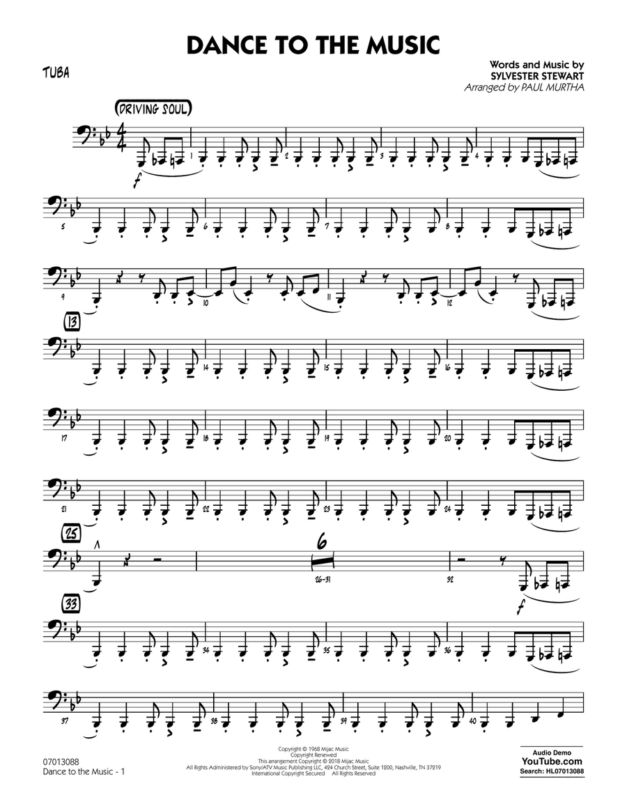 Dance to the Music - Tuba Jazz Ensemble scores gallery preview page 1