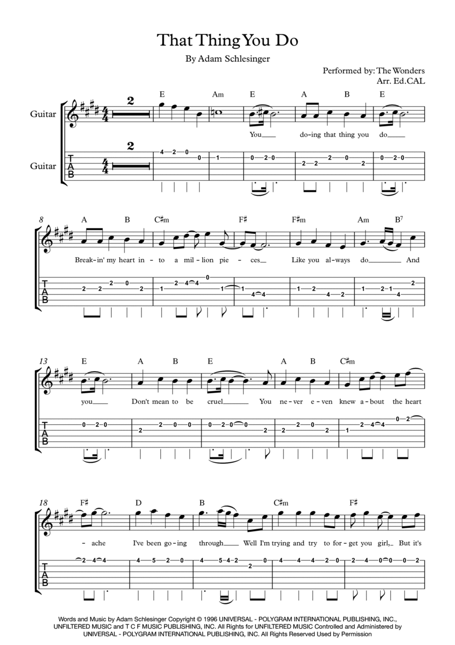 That Thing You Do! That Thing You Do! Guitar Tablature scores gallery preview page 1