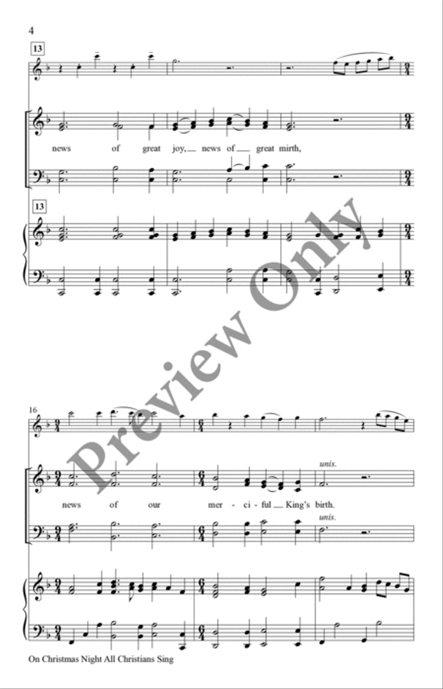 On Christmas Night All Christians Sing 4-Part scores gallery preview page 4