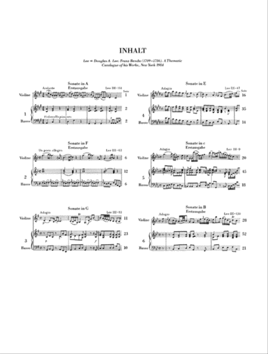 6 Sonatas for Violin and Basso Continuo