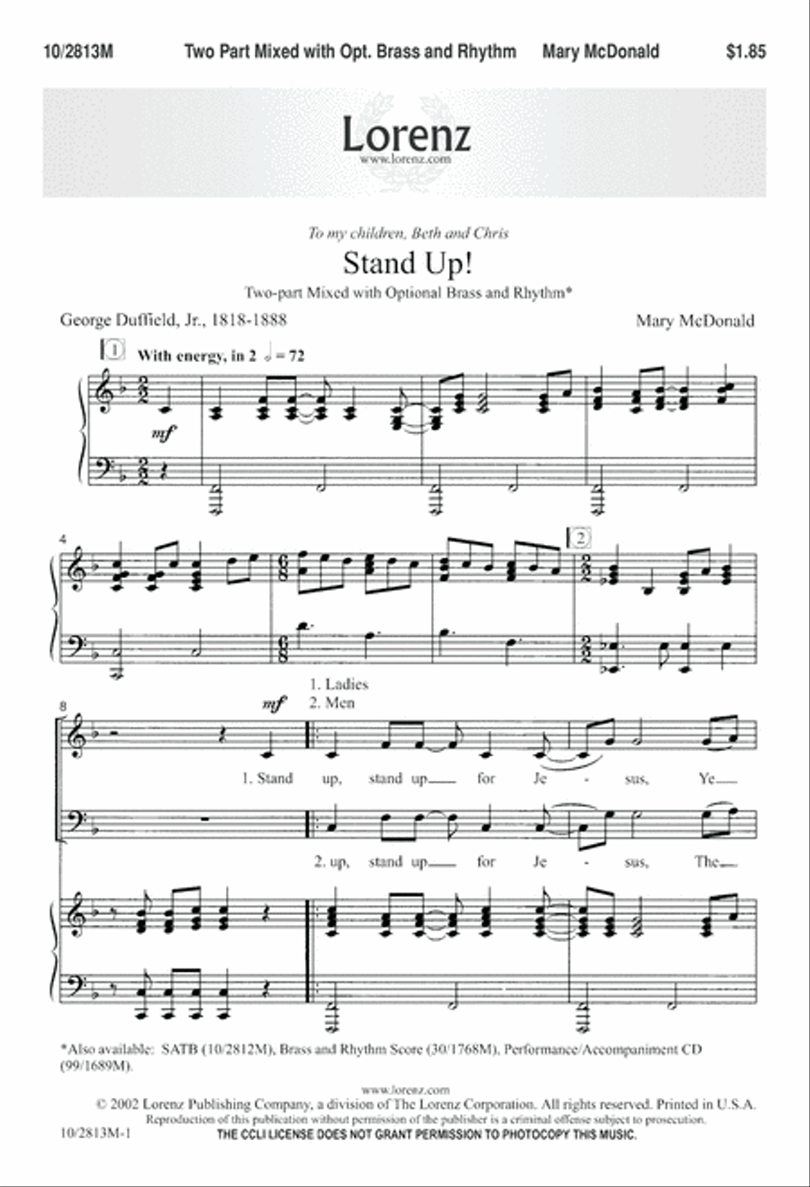 Stand Up Stand Up 4-Part scores gallery preview page 1