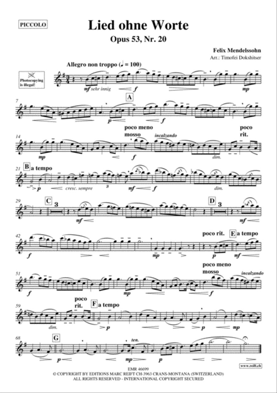 3 Lieder ohne Worte Piccolo scores gallery preview page 2