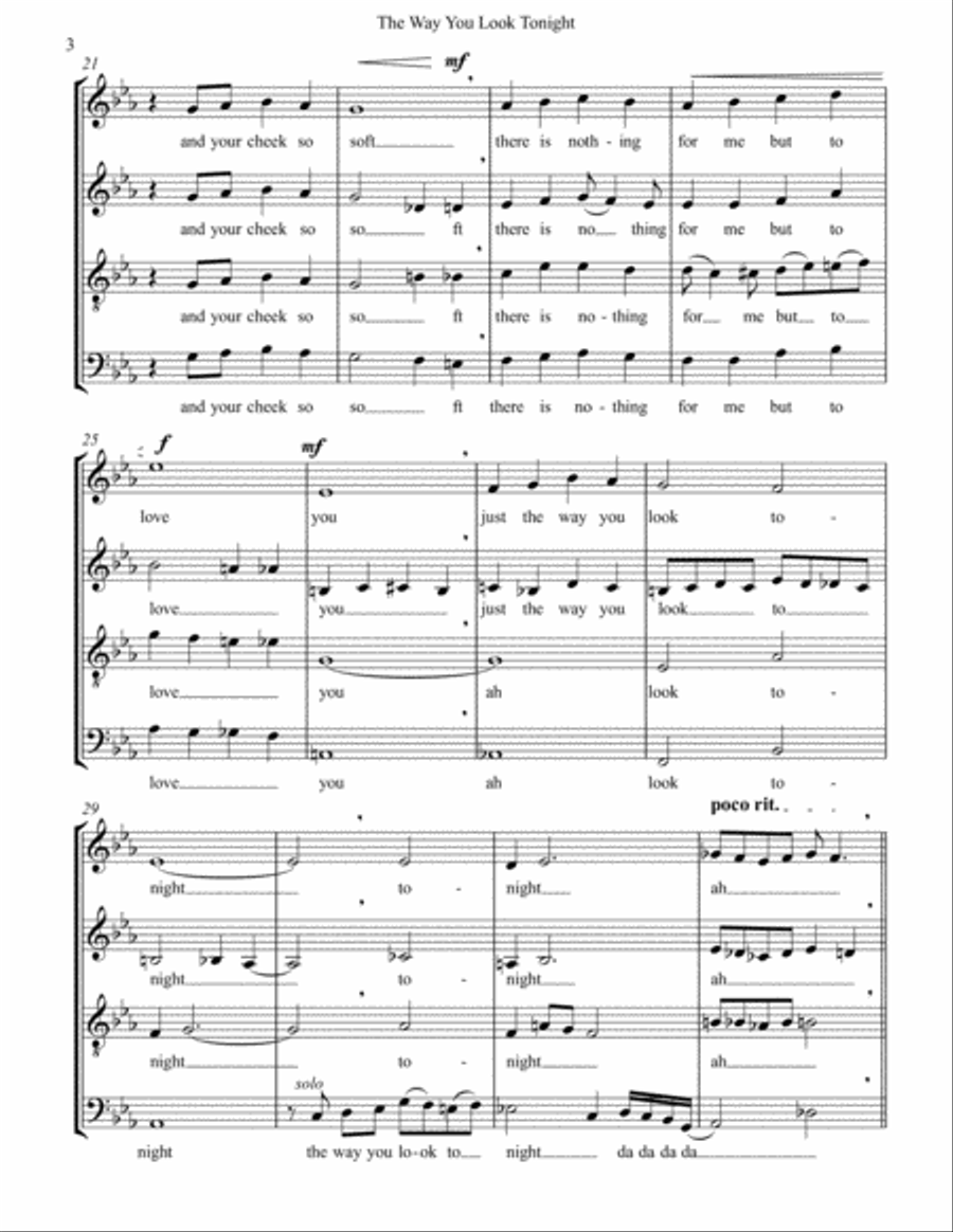 The Way You Look Tonight 4-Part scores gallery preview page 3