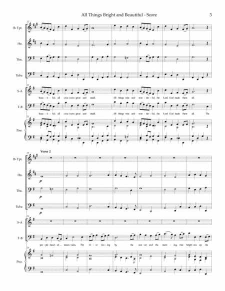 All Things Bright and Beautiful - SATB, piano, brass image number null