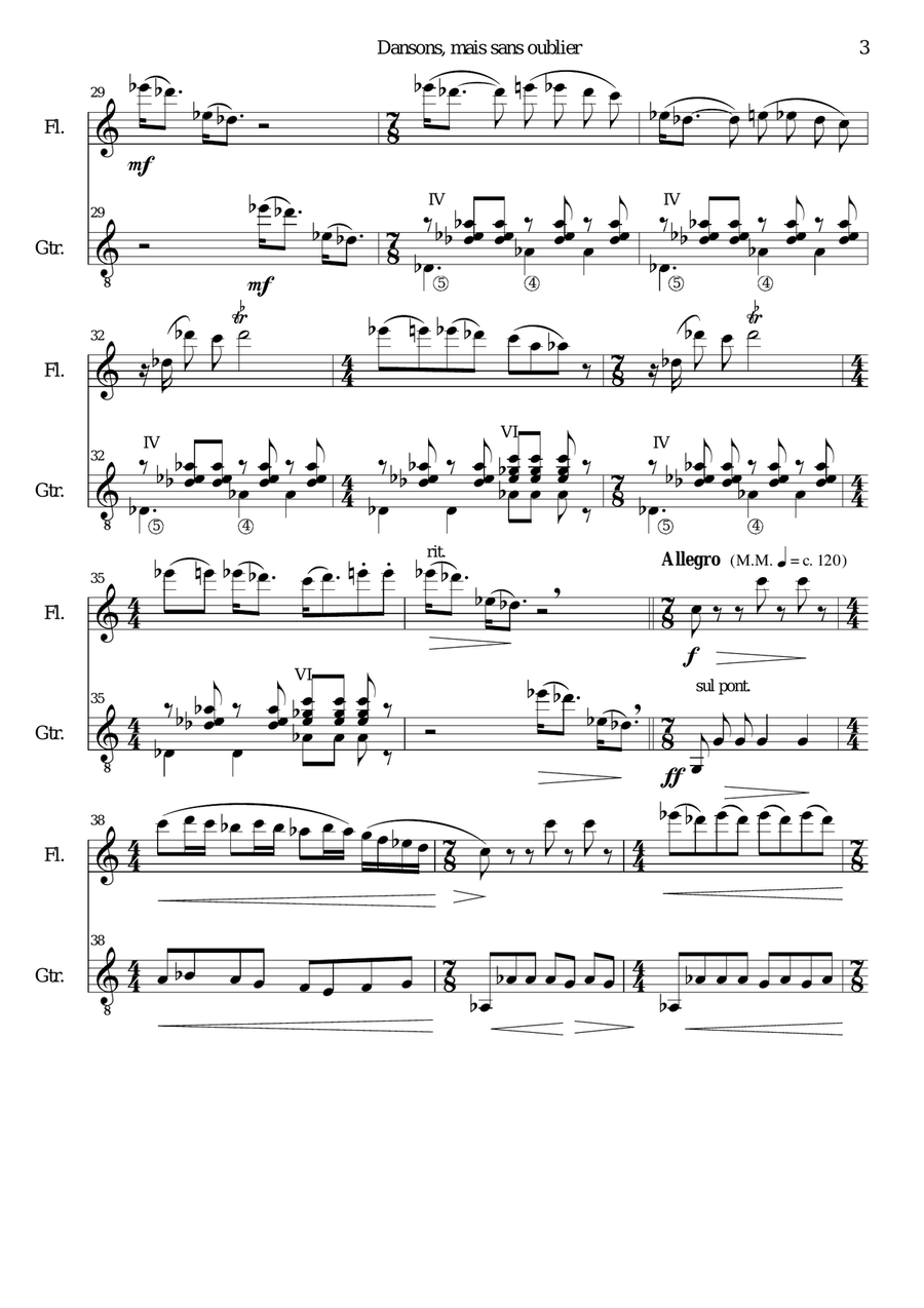 Haitian lullaby (Final movement Dodo Titite - Dansons sans oublier) - flute and guitar Flute scores gallery preview page 3