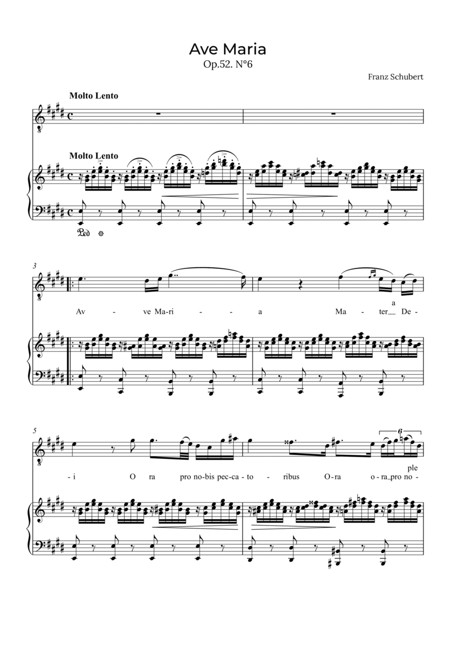 Ave Maria Schubert - Tenor in E Tenor Voice scores gallery preview page 1
