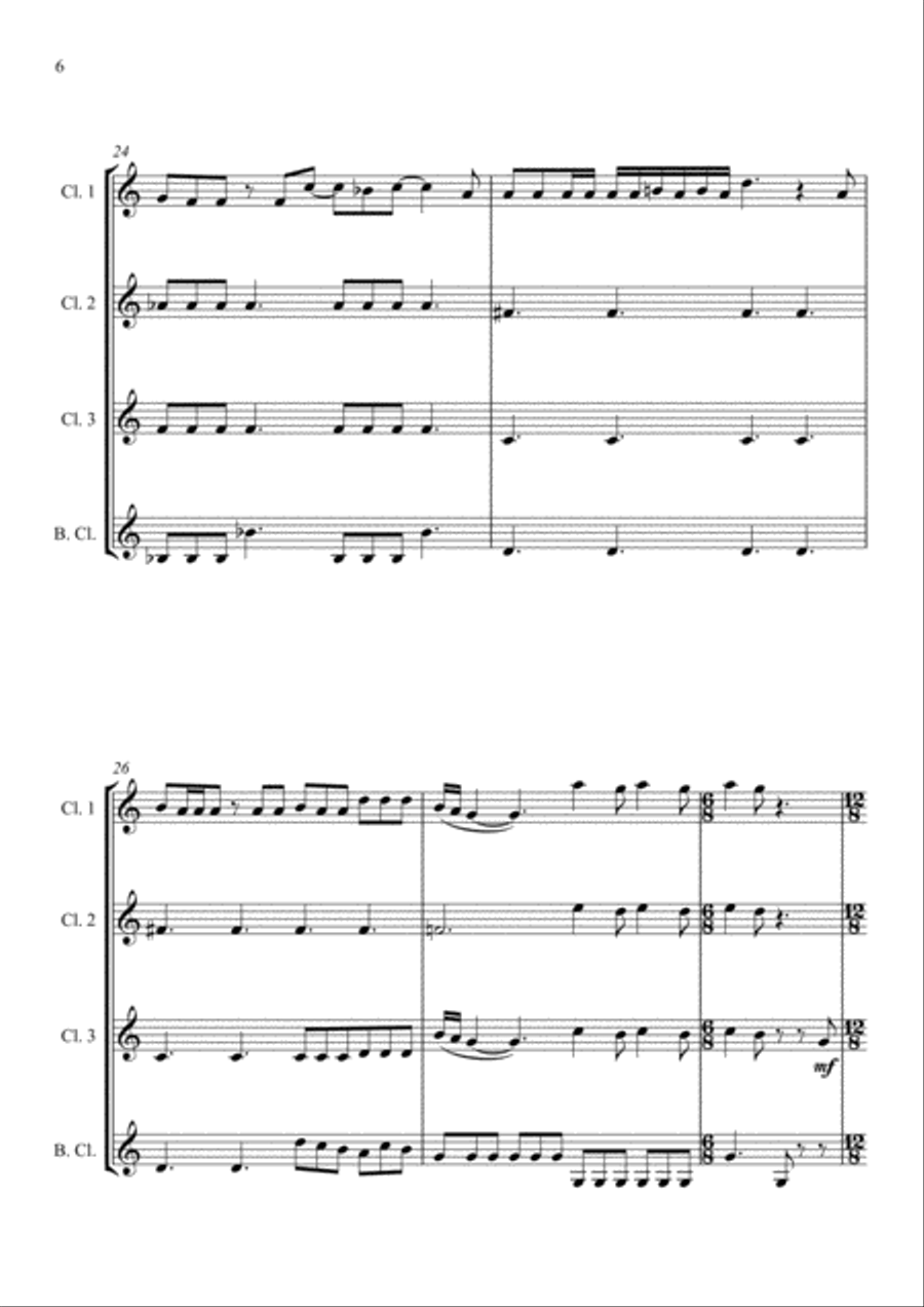 Somebody To Love Somebody To Love Clarinet Quartet scores gallery preview page 6