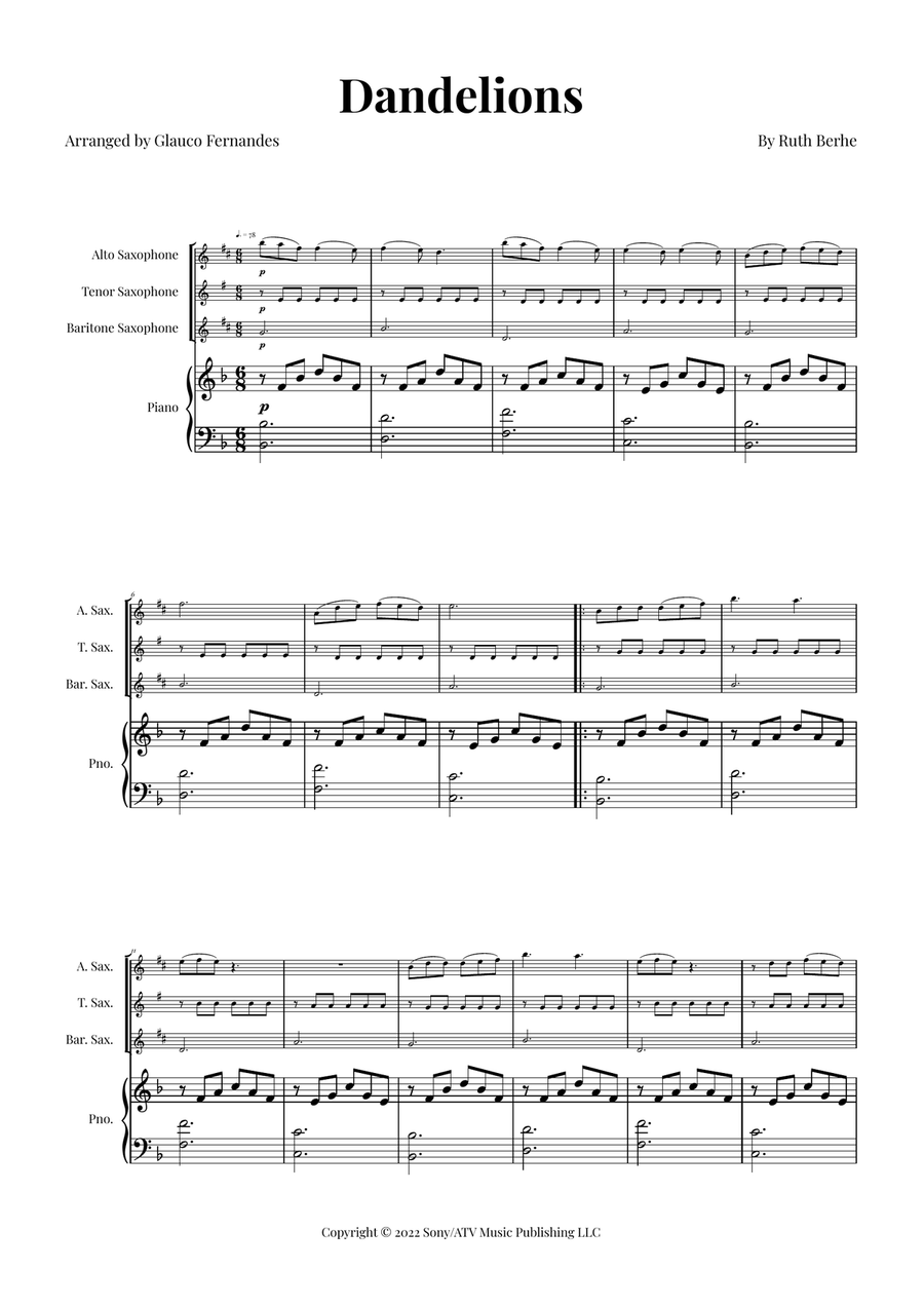 Dandelions Woodwind Trio scores gallery preview page 1