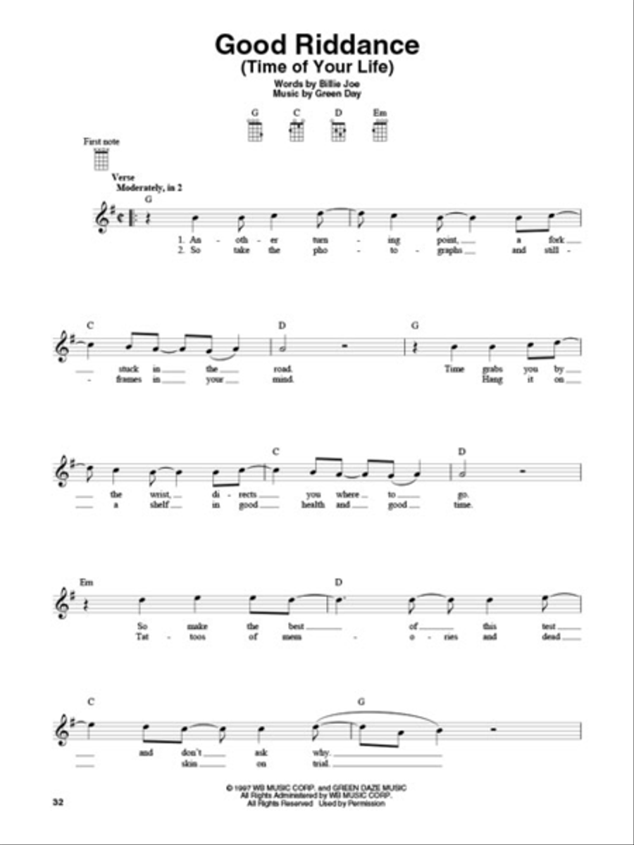 4-Chord Songs for Baritone Ukulele (G-C-D-Em) Baritone Ukulele scores gallery preview page 4