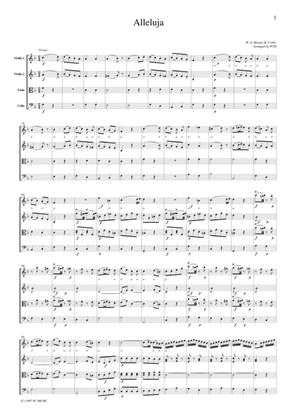 Book cover for Mozart Alleluja, for string quartet, CM002