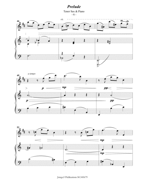 Scriabin: Prelude Op. 11 No. 2 for Tenor Sax & Piano image number null