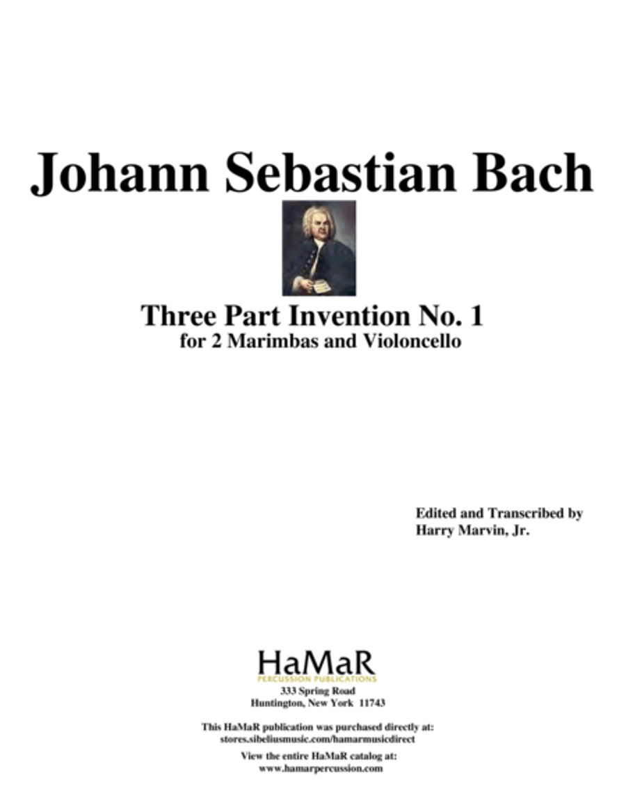 Three Part Invention No. 1 for 2 Marimbas & Cello Cello scores gallery preview page 1