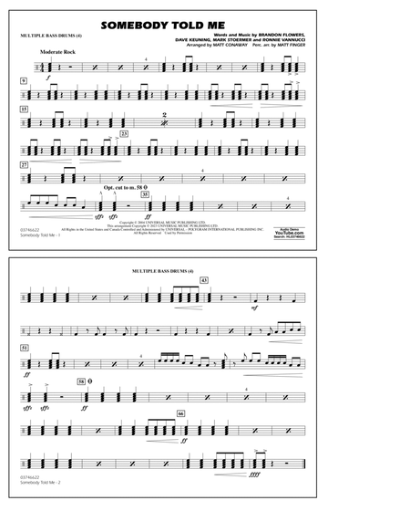 Somebody Told Me (arr. Conaway & Fingers) - Multiple Bass Drums