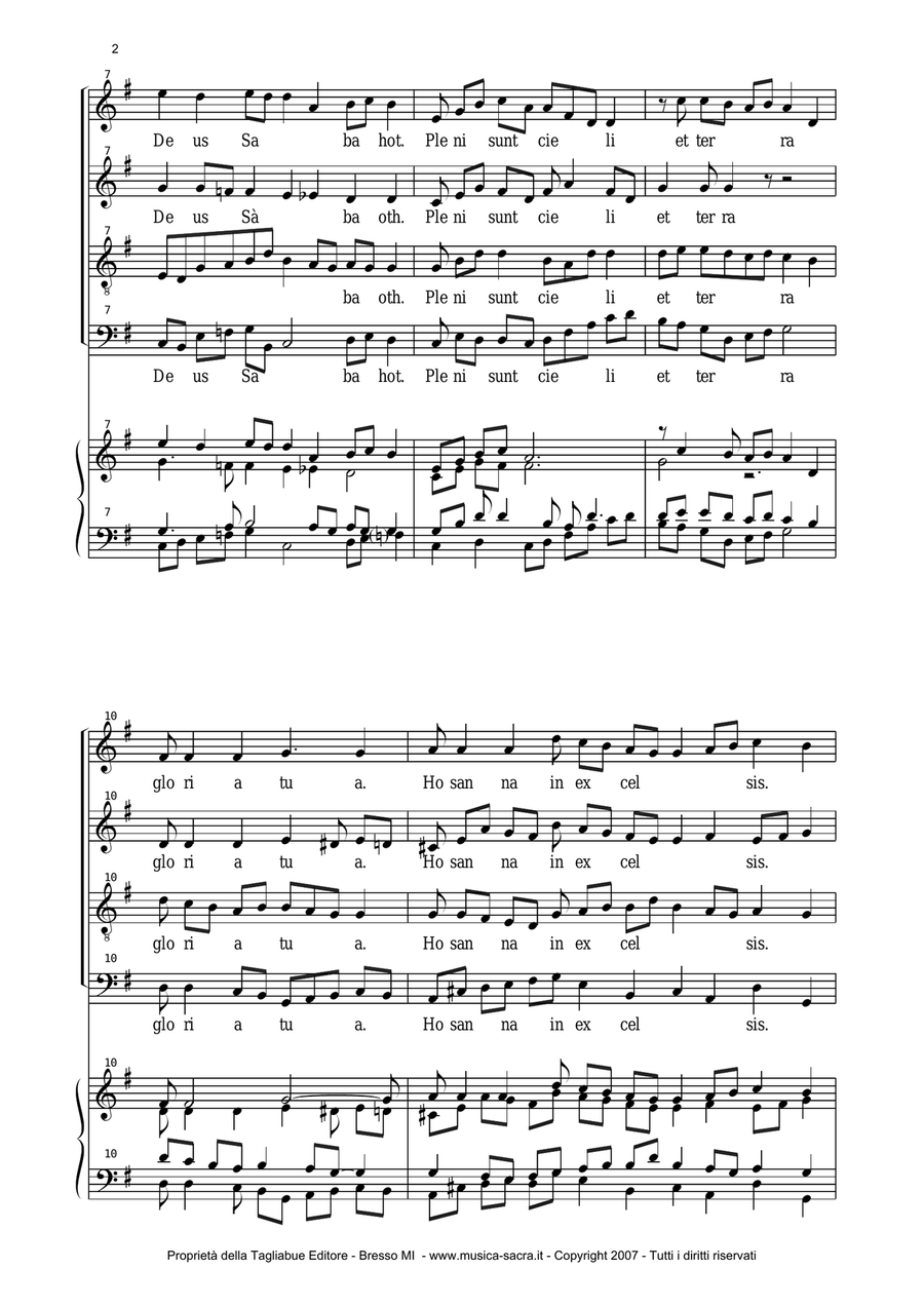 SANCTUS - Missa De Angelis - Arr. For SATB Choir 4-Part scores gallery preview page 2