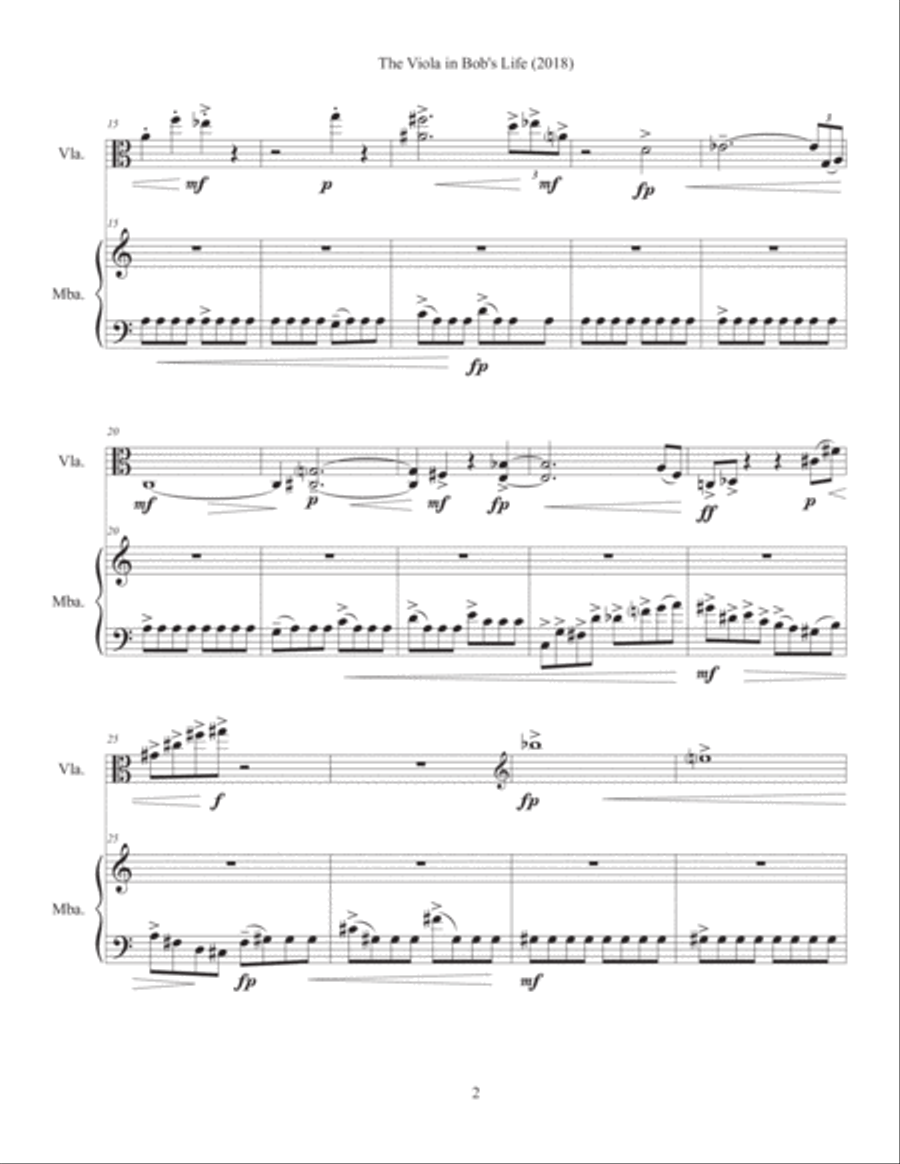 The Viola in Bob's Life (2018) for viola and percussion Small Ensemble scores gallery preview page 4