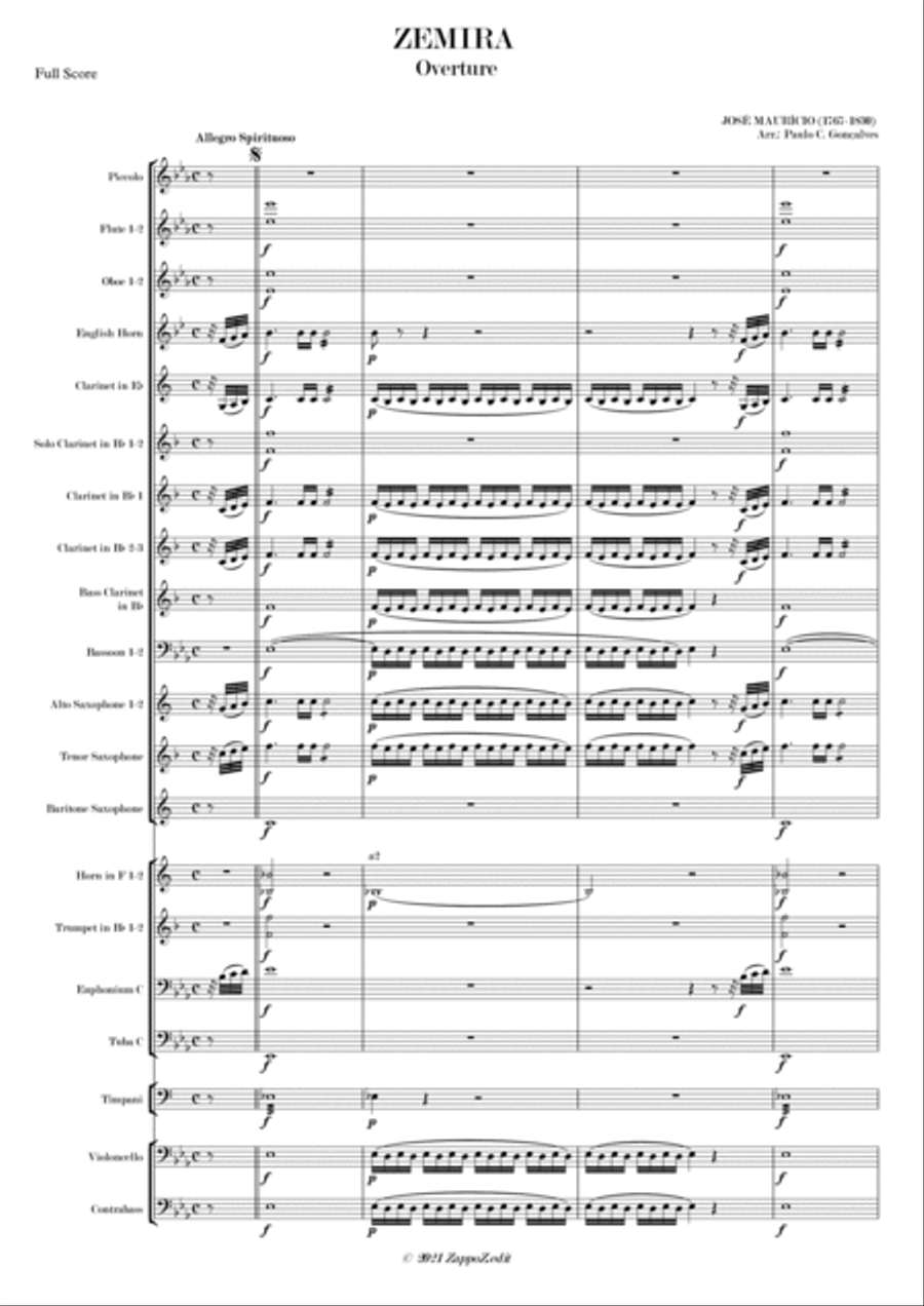 ZEMIRA OVERTURE - JOSÉ MAURÍCIO NUNES GARCIA Concert Band scores gallery preview page 3
