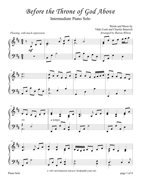 Before The Throne Of God Above by Sharon Wilson Piano Solo - Digital Sheet Music