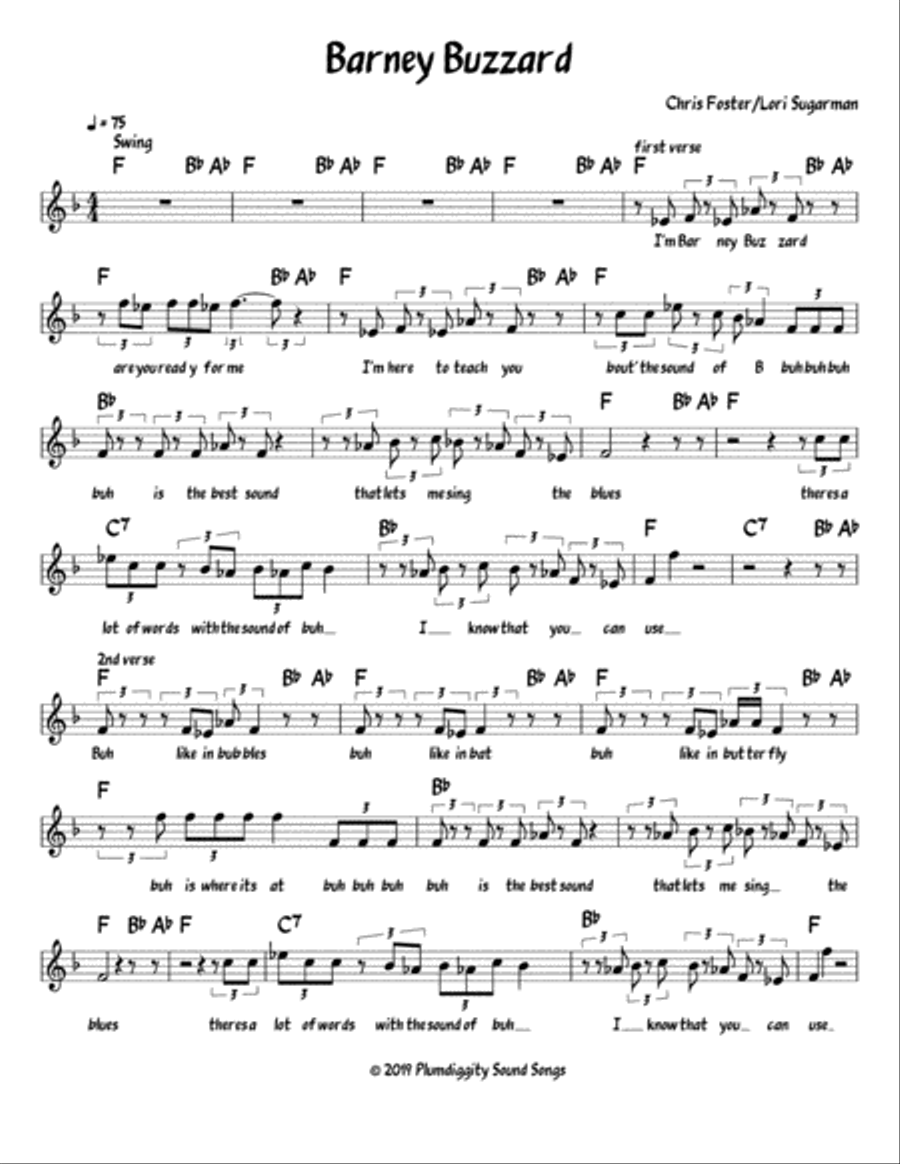 Barney Buzzard - Lead Sheet Piano, Vocal, Guitar scores gallery preview page 1