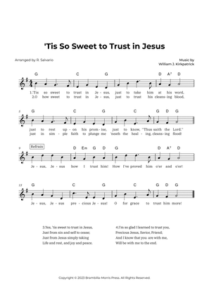 'Tis So Sweet to Trust in Jesus (Key of G Major)