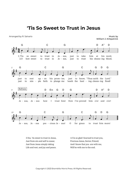 'Tis So Sweet to Trust in Jesus (Key of G Major) image number null