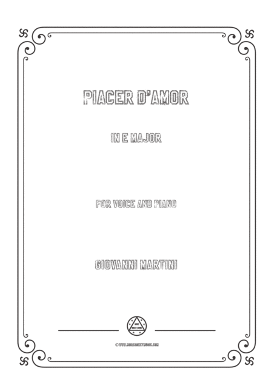 Giovanni-Piacer d'amor in E Major,for Voice and Piano Voice Solo scores gallery preview page 1