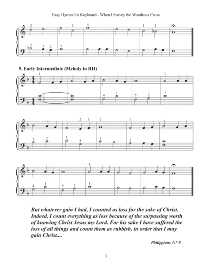 When I Survey the Wondrous Cross (Easy Hymns for Keyboard) Piano Method scores gallery preview page 5