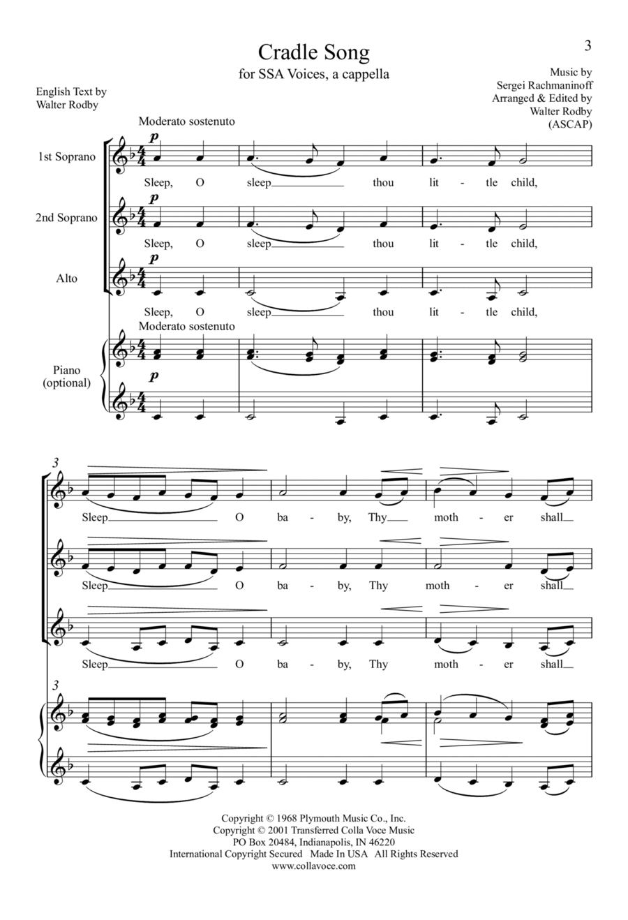 Cradle Song Cradle Song SSA scores gallery preview page 1