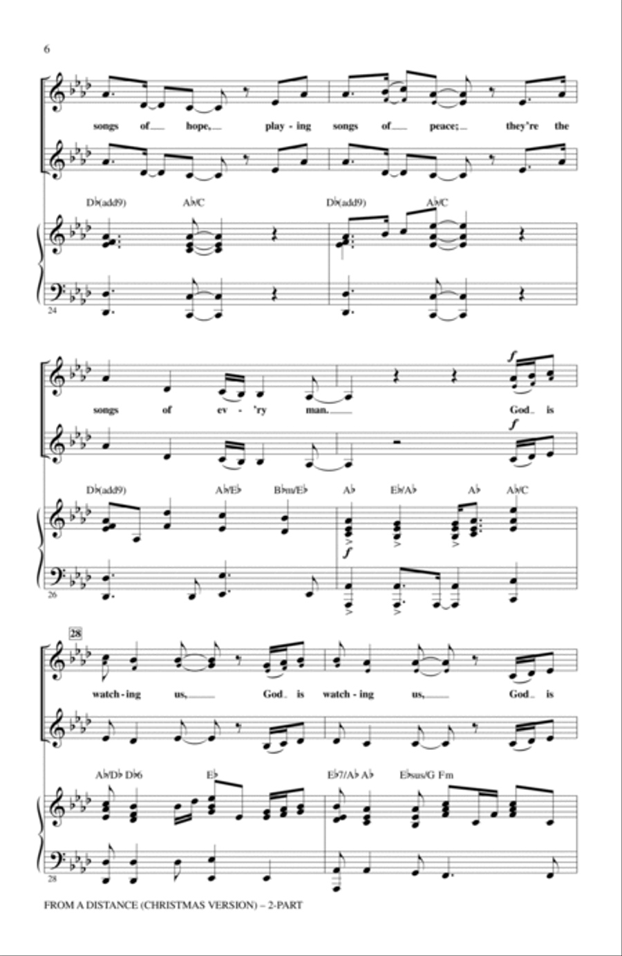 From A Distance (Christmas Version) (arr. Mark Brymer) 2-Part scores gallery preview page 5