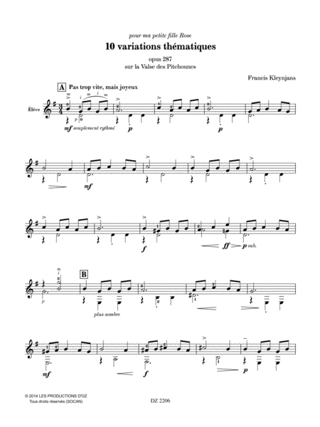 10 variations thématiques sur La Valse des Pitchounes, opus 287